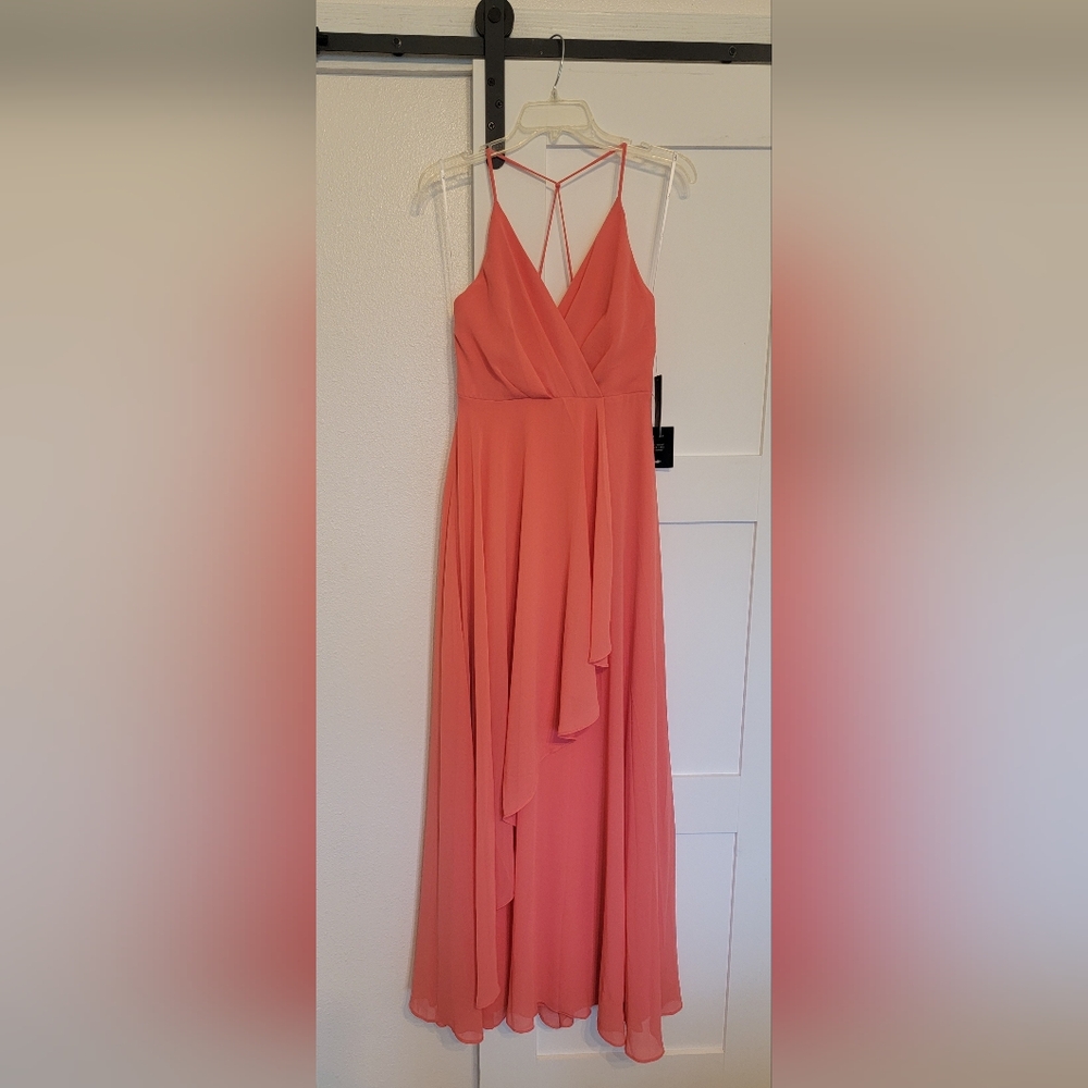 NWT Lulu's Coral Asymmetrical Maxi Dress - Size Small